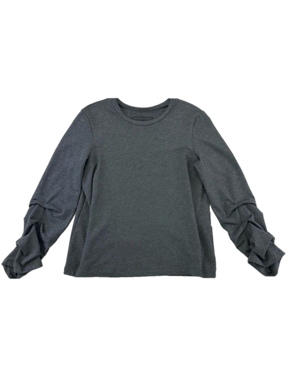 Veronique Miljkovitch charcoal grey jersey folded ruched long sleeve top Large